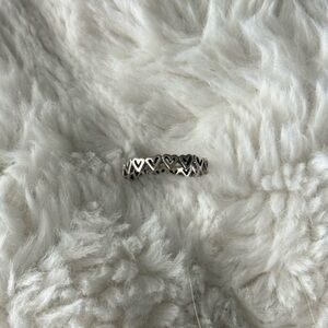 Pandora Silver Heart Pattern Ring